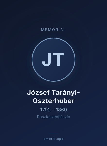 Memorial portrait of József Tarányi-Oszterhuber