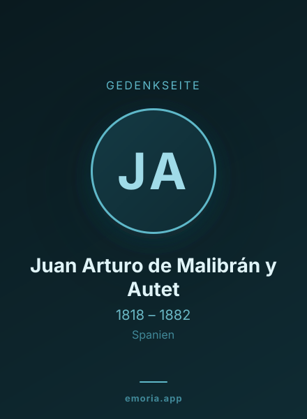 Gedenkportrait von Juan Arturo de Malibrán y Autet