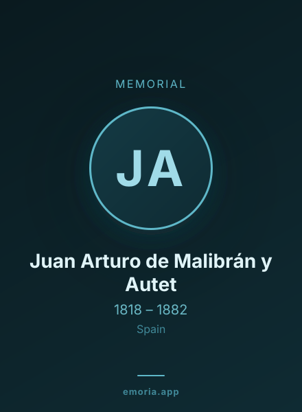Memorial portrait of Juan Arturo de Malibrán y Autet