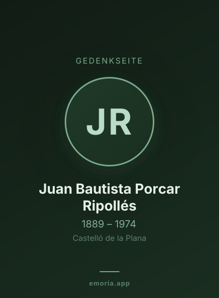 Gedenkportrait von Juan Bautista Porcar Ripollés