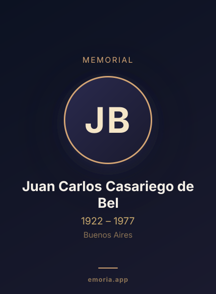 Memorial portrait of Juan Carlos Casariego de Bel