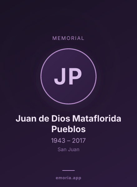 Memorial portrait of Juan de Dios Mataflorida Pueblos