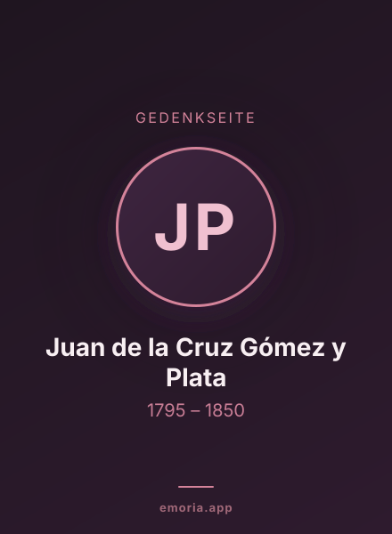Gedenkportrait von Juan de la Cruz Gómez y Plata