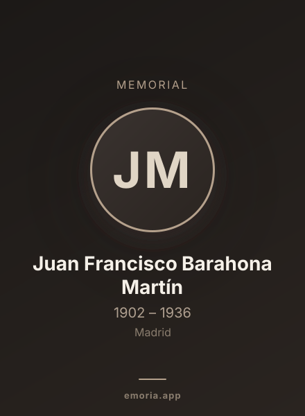 Memorial portrait of Juan Francisco Barahona Martín