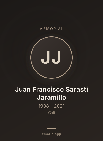 Memorial portrait of Juan Francisco Sarasti Jaramillo