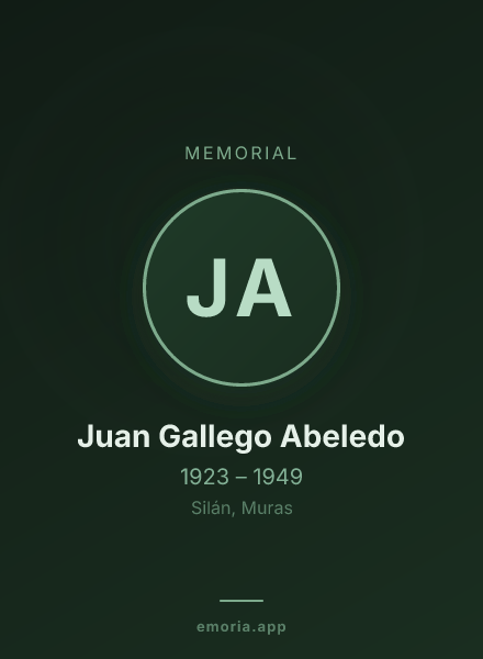 Memorial portrait of Juan Gallego Abeledo
