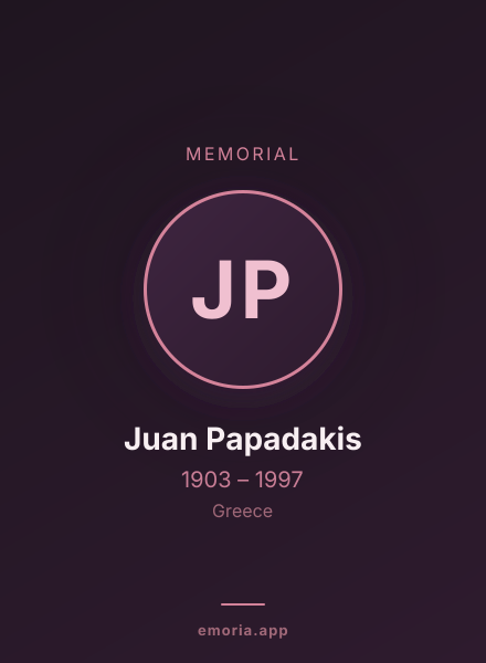 Memorial portrait of Juan Papadakis