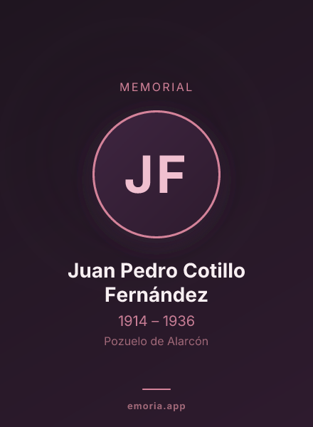 Memorial portrait of Juan Pedro Cotillo Fernández