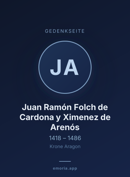 Gedenkportrait von Juan Ramón Folch de Cardona y Ximenez de Arenós