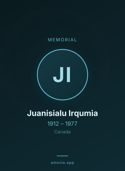Memorial portrait of Juanisialu Irqumia