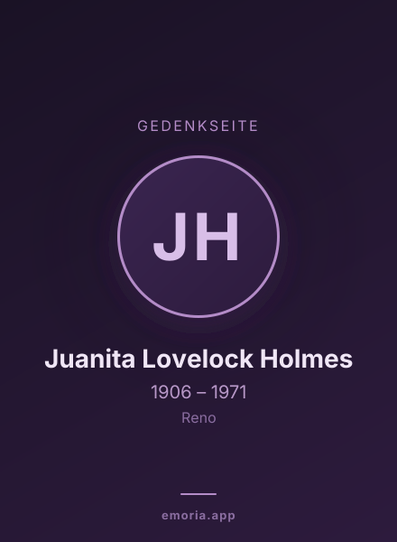 Gedenkportrait von Juanita Lovelock Holmes