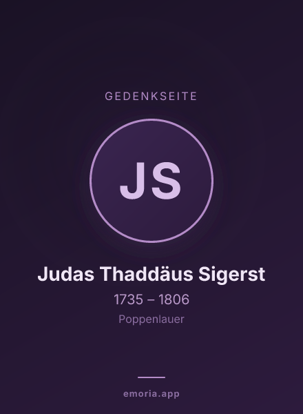 Gedenkportrait von Judas Thaddäus Sigerst
