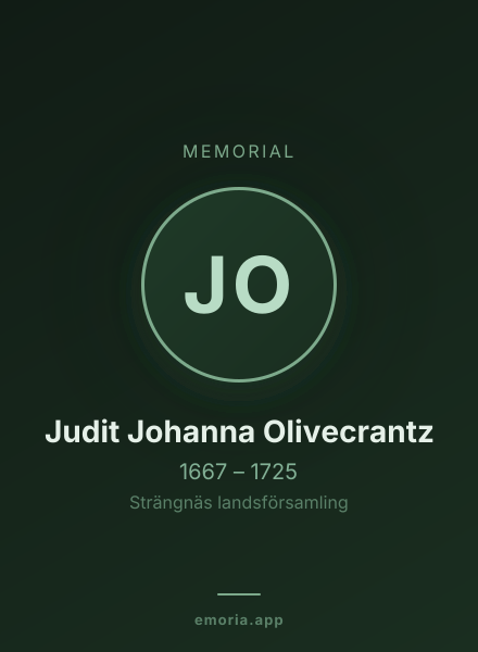 Memorial portrait of Judit Johanna Olivecrantz