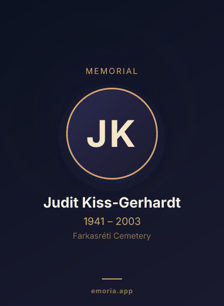 Memorial portrait of Judit Kiss-Gerhardt