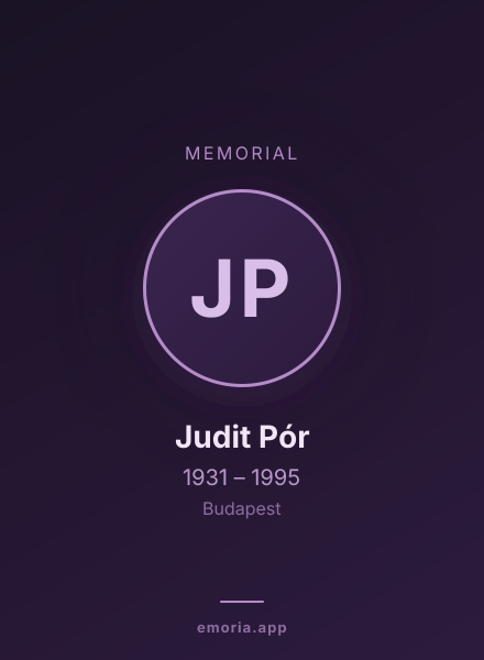 Memorial portrait of Judit Pór