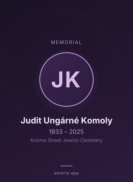 Memorial portrait of Judit Ungárné Komoly