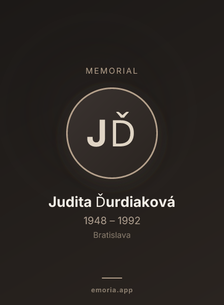 Memorial portrait of Judita Ďurdiaková
