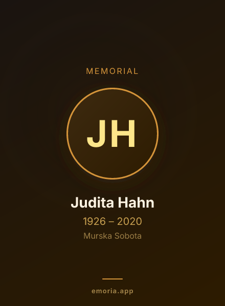 Memorial portrait of Judita Hahn