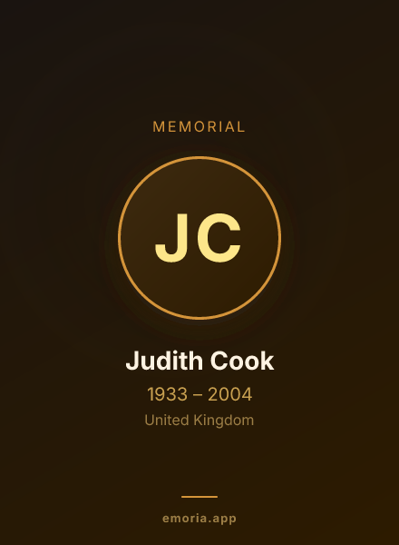 Memorial portrait of Judith Cook