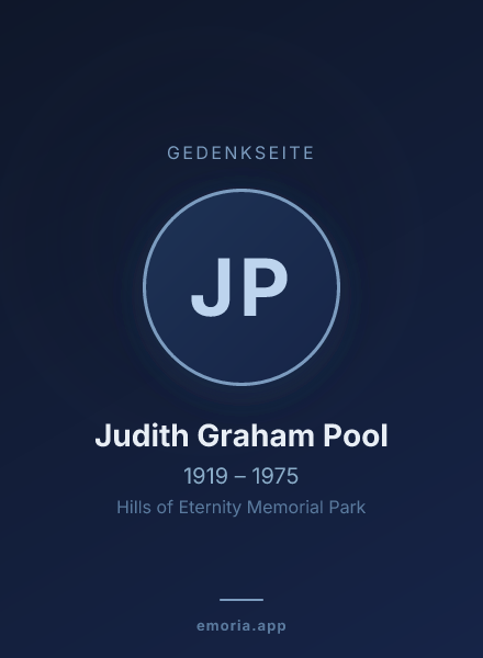 Gedenkportrait von Judith Graham Pool