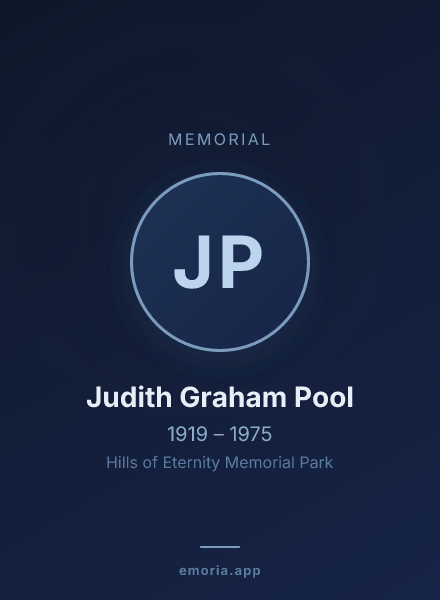 Memorial portrait of Judith Graham Pool