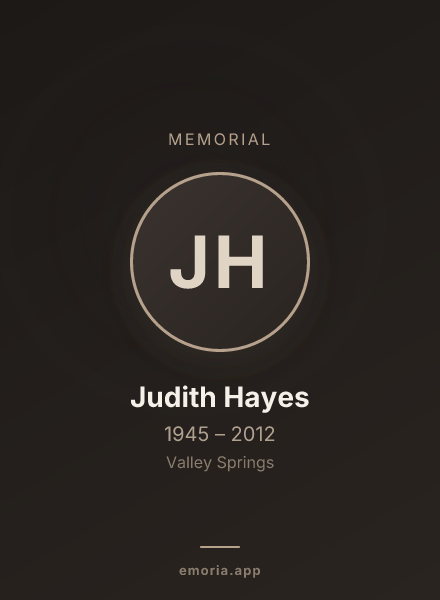 Memorial portrait of Judith Hayes