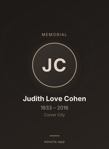 Memorial portrait of Judith Love Cohen