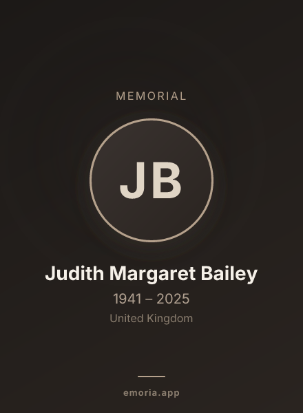 Memorial portrait of Judith Margaret Bailey