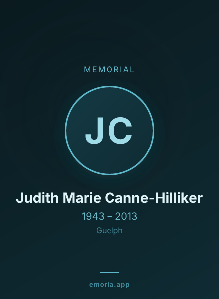 Memorial portrait of Judith Marie Canne-Hilliker
