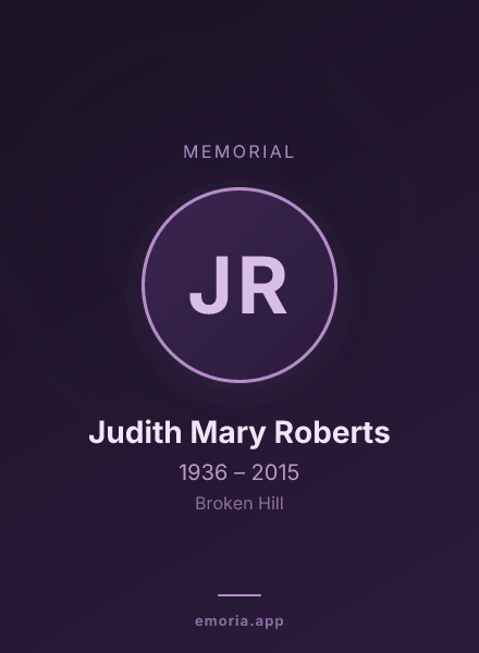 Memorial portrait of Judith Mary Roberts