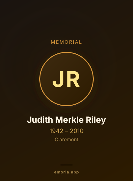 Memorial portrait of Judith Merkle Riley