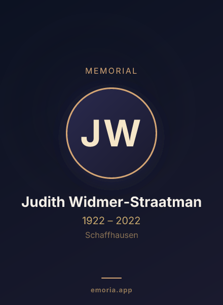 Memorial portrait of Judith Widmer-Straatman