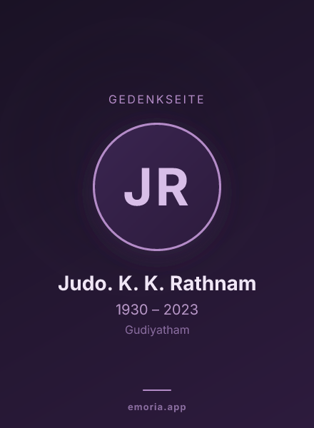 Gedenkportrait von Judo. K. K. Rathnam