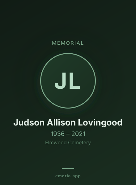 Memorial portrait of Judson Allison Lovingood