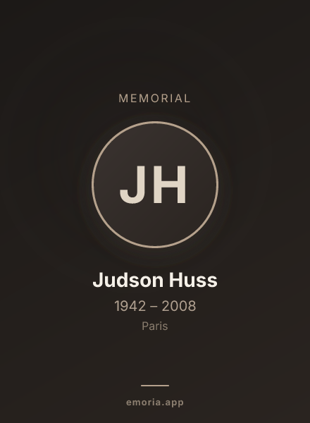 Memorial portrait of Judson Huss