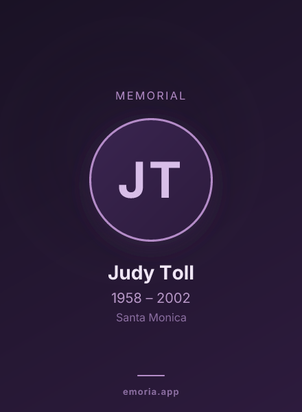 Memorial portrait of Judy Toll