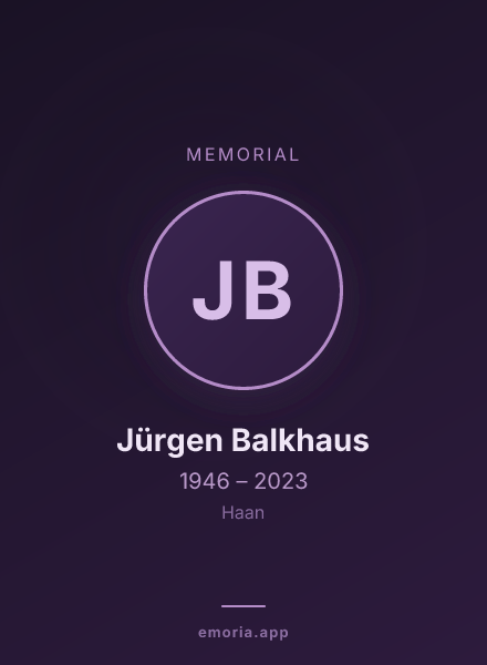 Memorial portrait of Jürgen Balkhaus