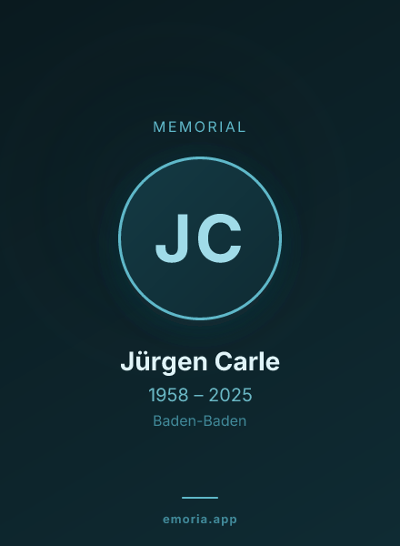 Memorial portrait of Jürgen Carle