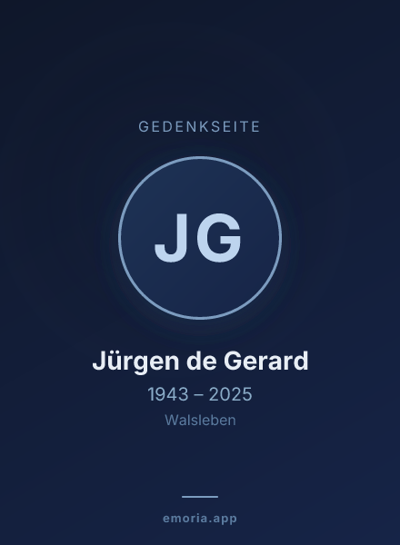 Gedenkportrait von Jürgen de Gerard