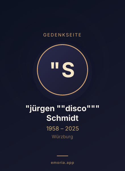 Gedenkportrait von "jürgen ""disco""" Schmidt