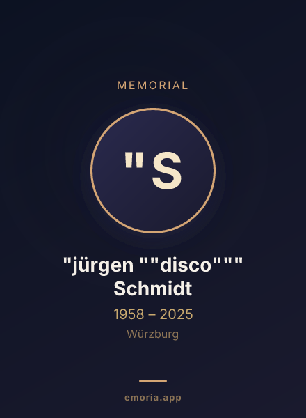 Memorial portrait of "jürgen ""disco""" Schmidt