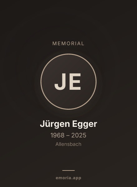Memorial portrait of Jürgen Egger