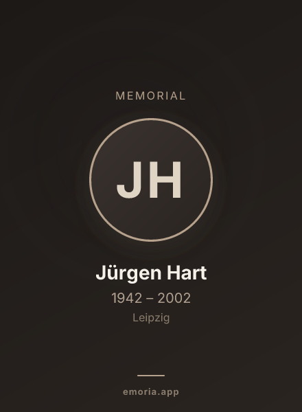 Memorial portrait of Jürgen Hart