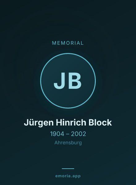 Memorial portrait of Jürgen Hinrich Block