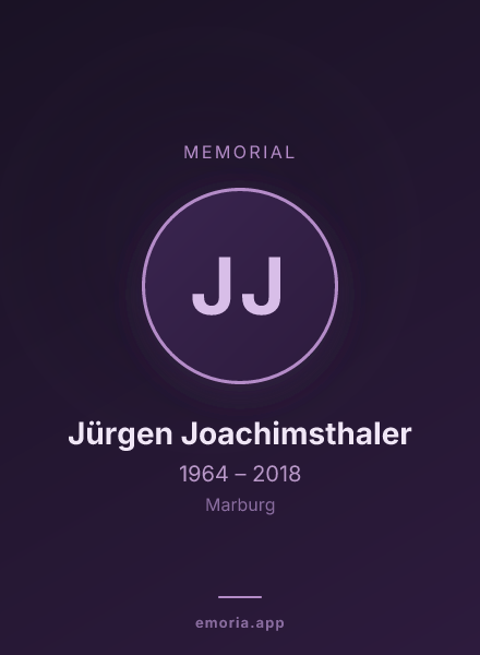 Memorial portrait of Jürgen Joachimsthaler
