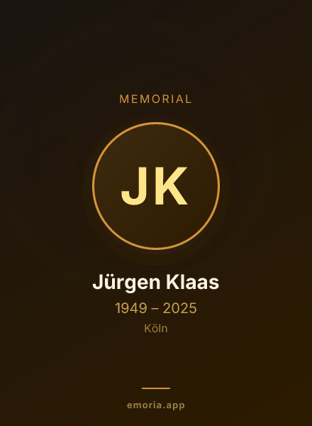 Memorial portrait of Jürgen Klaas