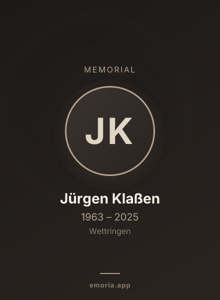 Memorial portrait of Jürgen Klaßen