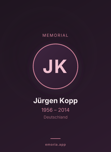 Memorial portrait of Jürgen Kopp