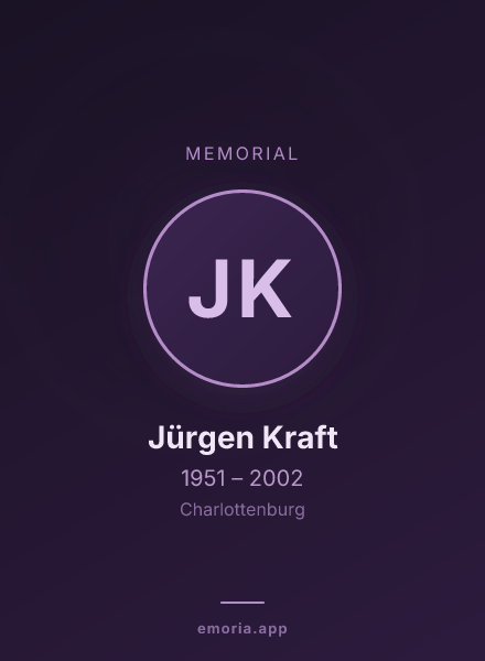 Memorial portrait of Jürgen Kraft