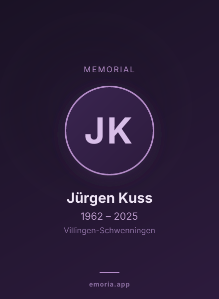 Memorial portrait of Jürgen Kuss